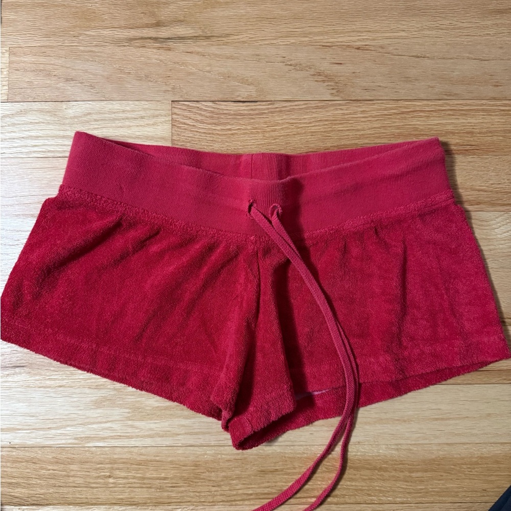 Hard Tail Red Terry Cloth low rise shorts